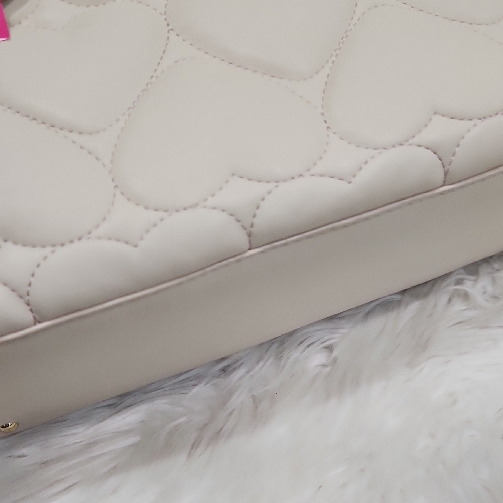 🔹️Betsey Johnson🔹️ Chalk XODELTA  Quilted Heart Satchel Bag Wallet Bundle Set - Picture 10 of 12
